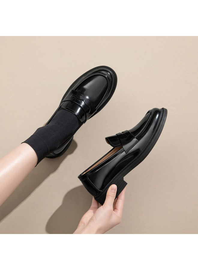 ZHR Counter Same Style】versatile College Style Women's Leather Shoes, Autumn And Spring Commuting Flat Loafers, Women's Single Shoes - Image 2