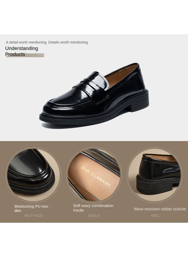 ZHR Counter Same Style】versatile College Style Women's Leather Shoes, Autumn And Spring Commuting Flat Loafers, Women's Single Shoes - Image 5