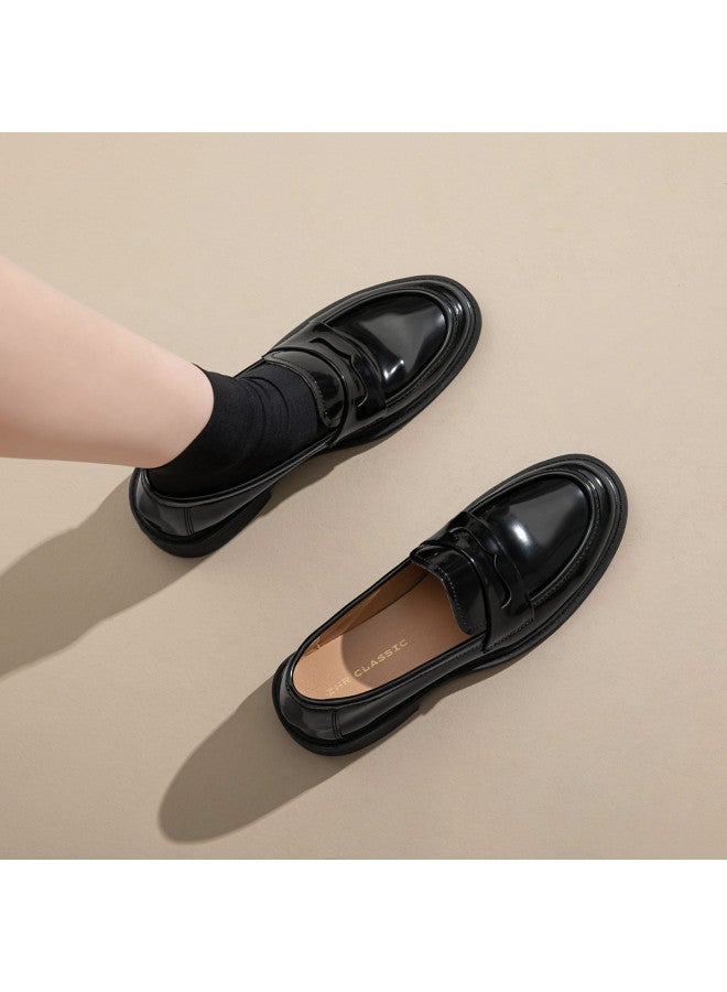 ZHR Counter Same Style】versatile College Style Women's Leather Shoes, Autumn And Spring Commuting Flat Loafers, Women's Single Shoes - Image 4
