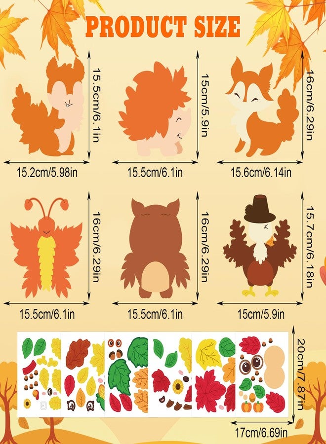 DERAYEE 12PCS Fall Animal Craft Kit for Kids, Make Your Own Animal Stickers Set DIY Fall Art Crafts Gifts for Boys Girls Thanksgiving Autumn Home Classroom Activities Party Favor Decorations - Image 2
