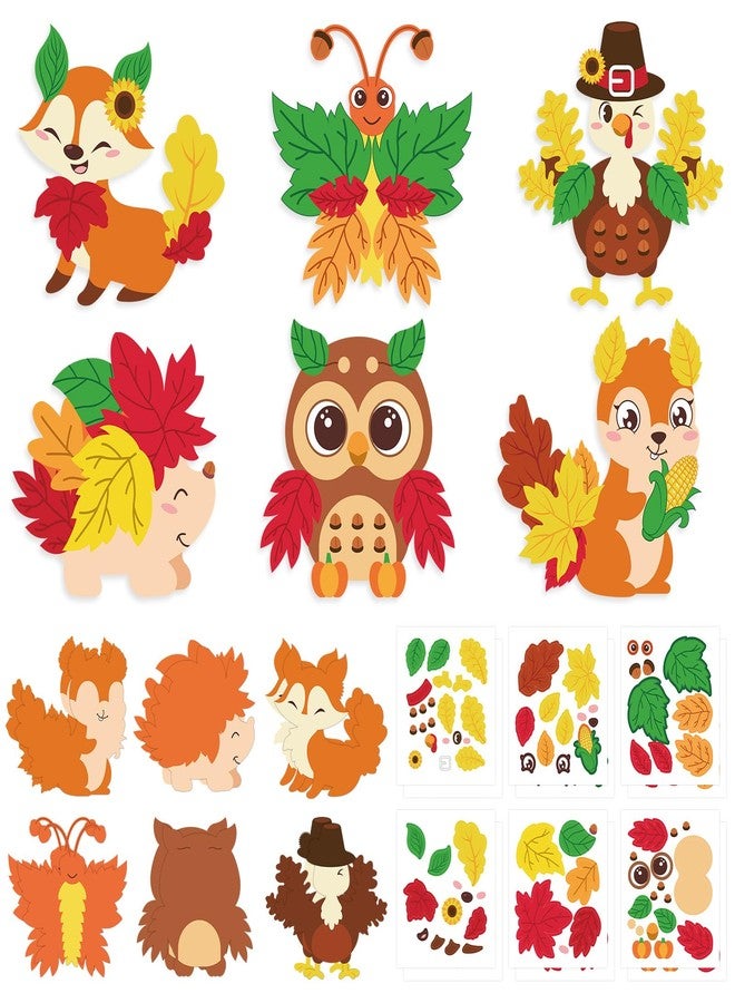 DERAYEE 12PCS Fall Animal Craft Kit for Kids, Make Your Own Animal Stickers Set DIY Fall Art Crafts Gifts for Boys Girls Thanksgiving Autumn Home Classroom Activities Party Favor Decorations - Image 1