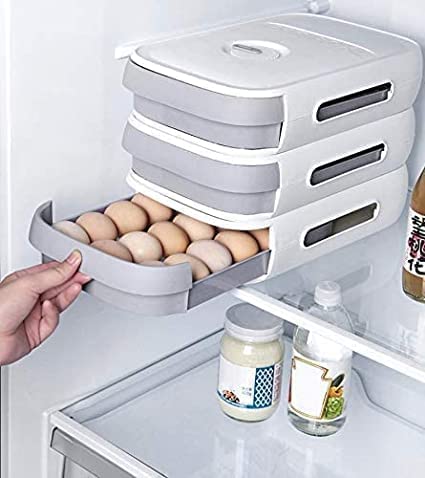 see MORE RP MALL Drawer Type Egg Storage BoxEggs Storage Box Holder Container Drawer Type Kitchen Fridge Egg Organizer with Lid Stackable Sealed FreshKeepingCan Hold 1821 Eggs - Image 5