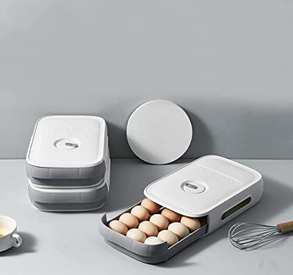 see MORE RP MALL Drawer Type Egg Storage BoxEggs Storage Box Holder Container Drawer Type Kitchen Fridge Egg Organizer with Lid Stackable Sealed FreshKeepingCan Hold 1821 Eggs - Image 2