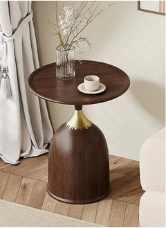 Kutis 1-Piece Sofa Side Cabinet Living Room Home Small Coffee Table Outdoor Round Table End Table Carbon Steel Brown/Gold 40x55 cm  - Image 1