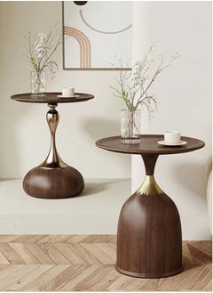 Kutis 1-Piece Sofa Side Cabinet Living Room Home Small Coffee Table Outdoor Round Table End Table Carbon Steel Brown/Gold 40x55 cm  - Image 3