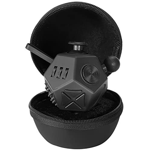 PILPOC theFube Fidget Cube 6Sided Stress Relief Infinity Cube for Adults Kids Boosts Concentration Mindfulness Aid Silent Audible Modes Includes Carry Case for Portability Charcoal - Image 1