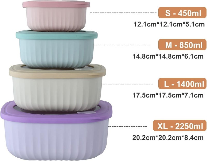 PROSFIA 4 Pieces Airtight Food Storage Bowl with Lids Plastic Cook Storage Mixing Bowl Set Nesting Plastic Bowl with Lids BPAfree Food Container Set for Freezer Microwave Dishwasher Safe - Image 2