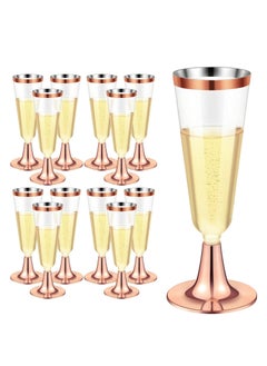 KASTWAVE 12 Pack Plastic Champagne Flutes 5 oz Clear Toasting Glasses Disposable Cups with Rim for Wedding Engagement Birthday Graduation Anniversary Parties  - Image 1
