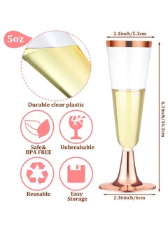 KASTWAVE 12 Pack Plastic Champagne Flutes 5 oz Clear Toasting Glasses Disposable Cups with Rim for Wedding Engagement Birthday Graduation Anniversary Parties  - Image 2