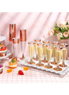 KASTWAVE 12 Pack Plastic Champagne Flutes 5 oz Clear Toasting Glasses Disposable Cups with Rim for Wedding Engagement Birthday Graduation Anniversary Parties  - Image 4