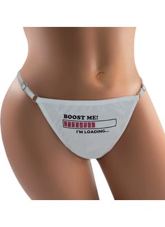 Ebsem - Boost Me I'm Loading Printed Cotton Adjustable G-String, Thong, Women's Underwear  - Image 1