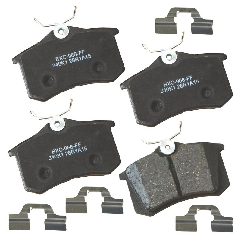 بنديكس وسادات الفرامل الخلفية Bendix Premium SBC340K1 لسيارات A1 A3 Quattro A4 A6 A8 Allroad S3 S4 S6 S8 TT Peugeot 207 208 GT 307 405 Clio Euro Fluence Seat Arona Cordoba Exeo Ibiza Leon Toledo Beetle Corrado Derby - Image 1