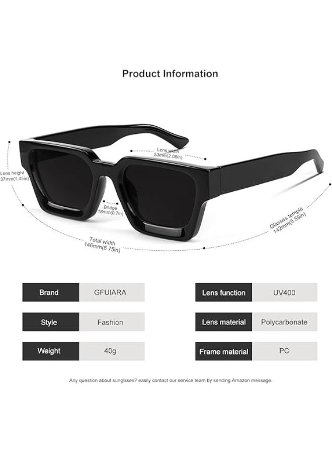Trendy Square Sunglasses for Men Women Fashion Thick Rectangle Sun Glasses UV Protection Shades Designer Style - Image 3
