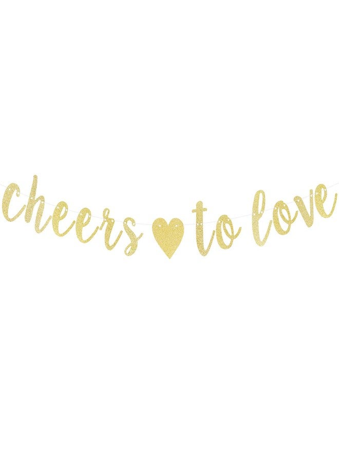 LINGTEER Cheers to Love Gold Glitter Bunting Banner Perfect for Wedding Engagement Anniversary Bridal Shower Party Gift Decorations Backdrop Sign. - Image 1