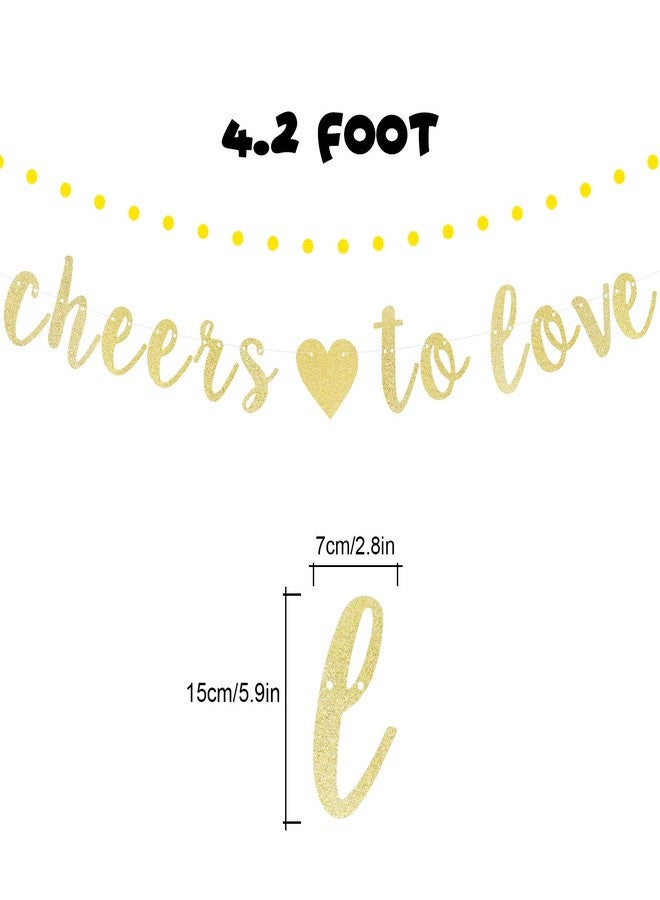 LINGTEER Cheers to Love Gold Glitter Bunting Banner Perfect for Wedding Engagement Anniversary Bridal Shower Party Gift Decorations Backdrop Sign. - Image 2