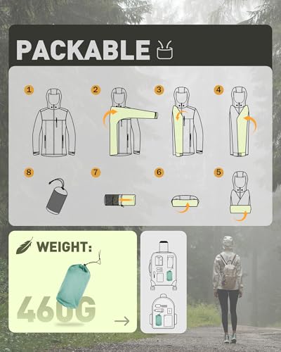 33,000ft Packable Rain Jacket Women Lightweight Waterproof Raincoat with Hood Cycling Bike Jacket Windbreaker - Image 5