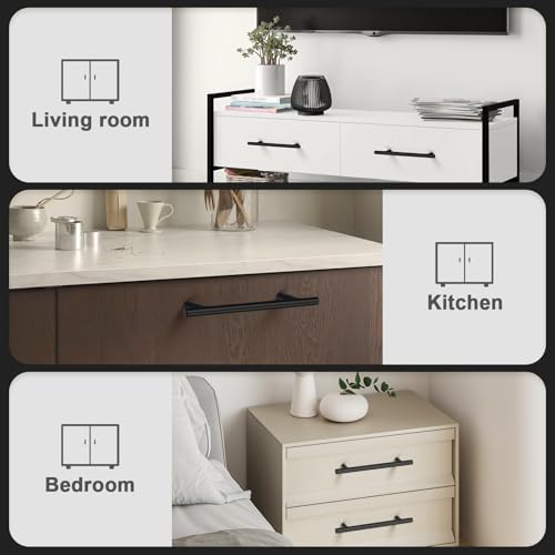 Probrico 5 Pack Hole Centers(160mm) 6.25inch Matte Black Kitchen Cabinet Handles,Stainless Steel Dresser Drawer Pulls, 8.8inch Length Pull Handle for Cabinets - Image 5
