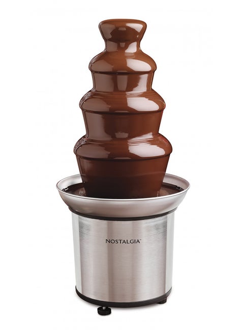 Nostalgia CFF986 32-Ounce Stainless Steel Chocolate Fondue Fountain, 2-Pound Capacity, Easy to Assemble 4 Tiers, Perfect For Nacho Cheese, BBQ Sauce, Ranch, Liqueurs