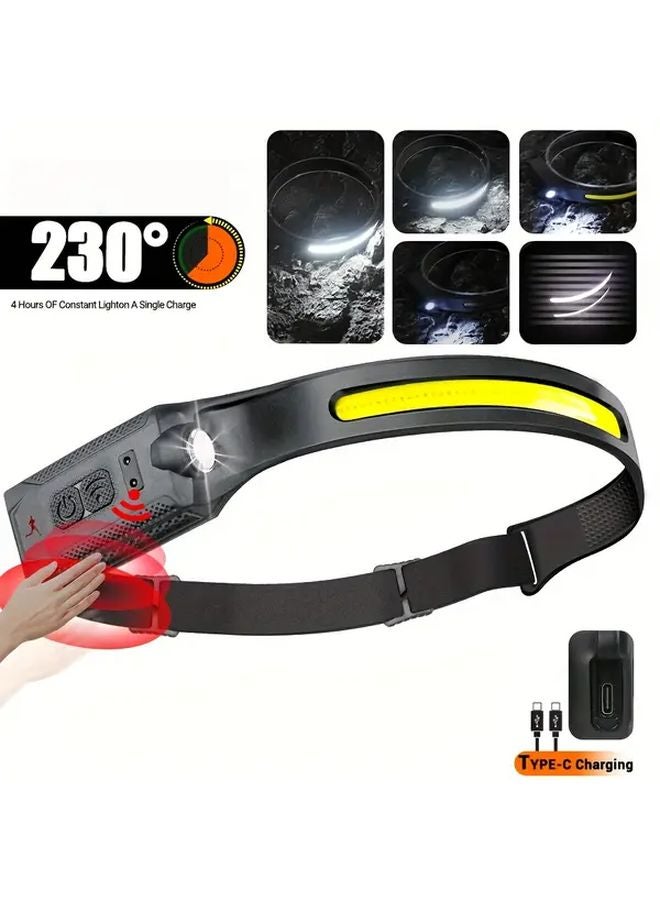 LED Motion Sensing Headlamp USB Rechargeable 3 Modes Adjustable Brightness Red Light For Camping Hiking - Image 1