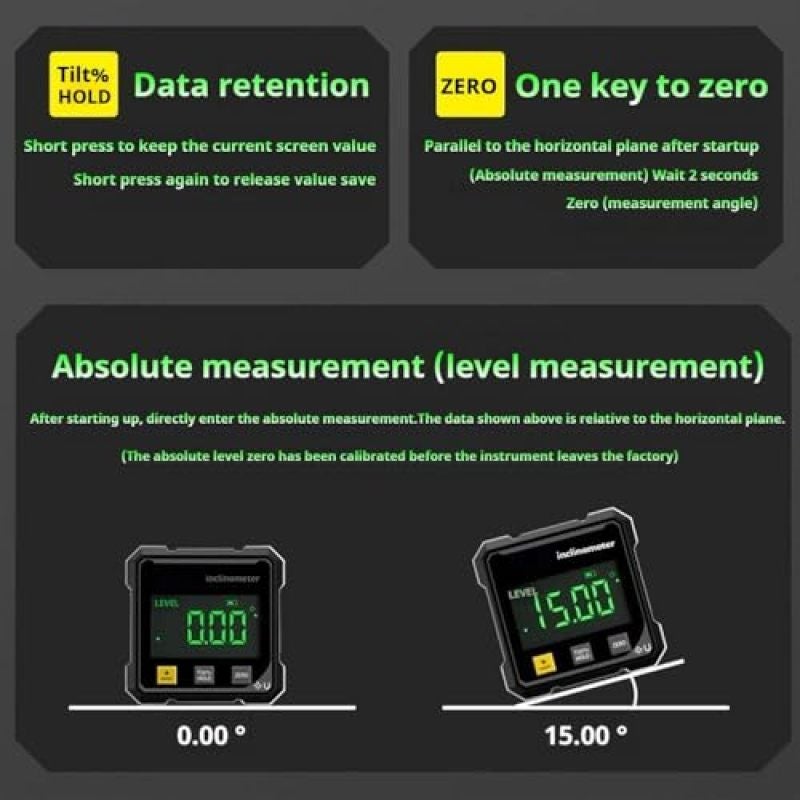 Digital Magnetic Angle Gauge 4-Sided Magnetic Grip Precise Backlit Display - Multi-Function Angle Finder for Woodworking, Home Repairs and DIY Projects - Image 5