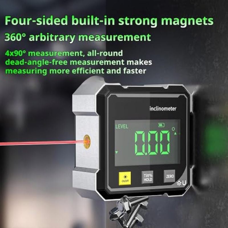 Digital Magnetic Angle Gauge 4-Sided Magnetic Grip Precise Backlit Display - Multi-Function Angle Finder for Woodworking, Home Repairs and DIY Projects - Image 4