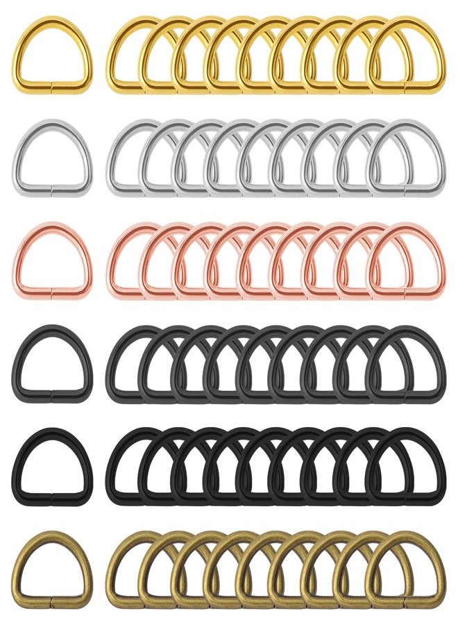 Oubaka 120pcs Metal D Rings 1/2" D Ring Metal Purse Straps Buckle Small Dog Collars Hardware Dee Rings Semi-Circular D Ring D-Shape Buckle Clips for Hardware Bags Ring Hand DIY Accessories(6 Colors) - Image 1