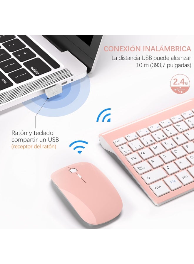 Ultra Thin Rechargeable Wireless Keyboard and Mouse, 2.4G USB Compact Silent Kit Mouse and Keyboard - Image 3