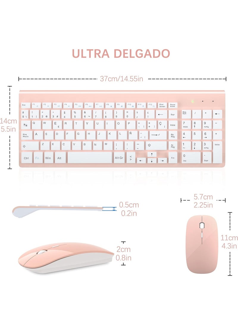 Ultra Thin Rechargeable Wireless Keyboard and Mouse, 2.4G USB Compact Silent Kit Mouse and Keyboard - Image 2