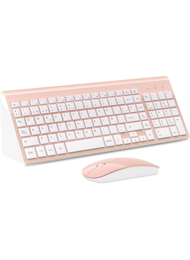 Ultra Thin Rechargeable Wireless Keyboard and Mouse, 2.4G USB Compact Silent Kit Mouse and Keyboard - Image 1
