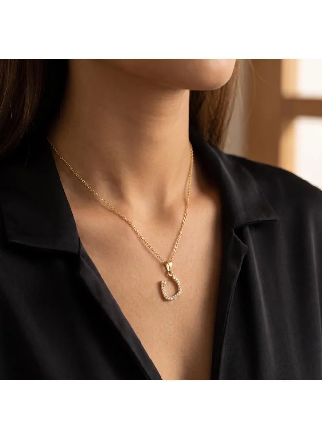 روفو Arabic Letter 'Noon' Necklace 18k Gold Plated