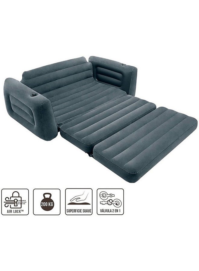 انتكس أريكة قابلة للنفخ لغرفة المعيشة بتصميم ذراع ملفوف اللون الرمادي 66 × 231 × 203 سم 66552 - Image 2