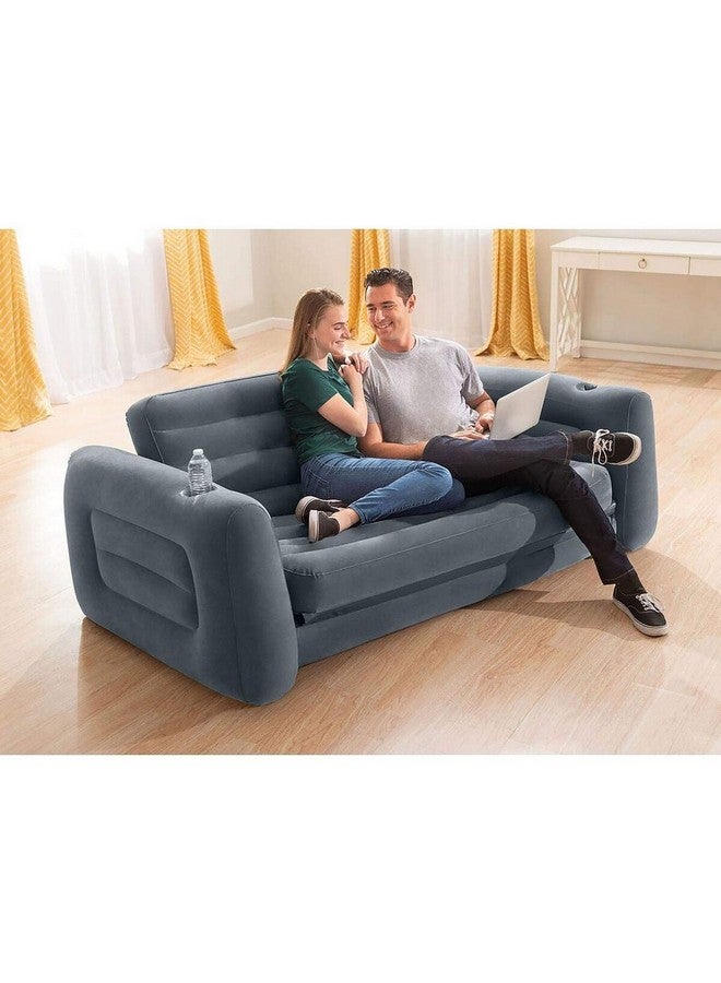 انتكس أريكة قابلة للنفخ لغرفة المعيشة بتصميم ذراع ملفوف اللون الرمادي 66 × 231 × 203 سم 66552 - Image 5