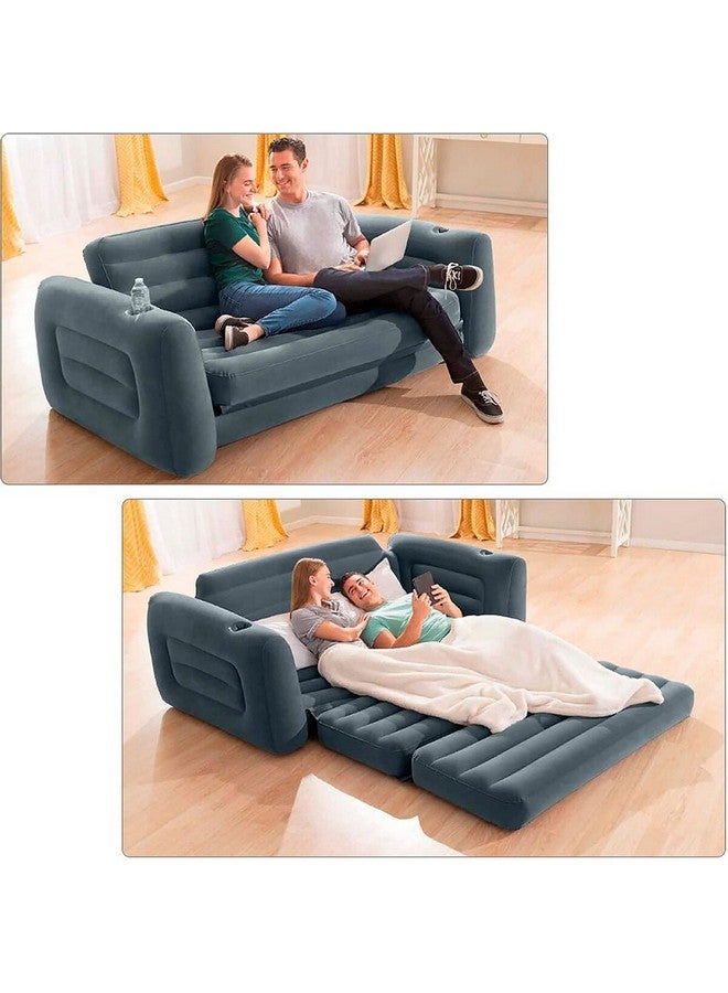 انتكس أريكة قابلة للنفخ لغرفة المعيشة بتصميم ذراع ملفوف اللون الرمادي 66 × 231 × 203 سم 66552 - Image 4