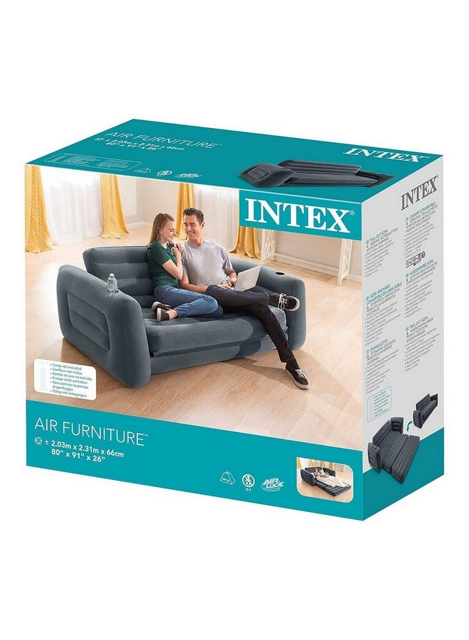 انتكس أريكة قابلة للنفخ لغرفة المعيشة بتصميم ذراع ملفوف اللون الرمادي 66 × 231 × 203 سم 66552 - Image 3