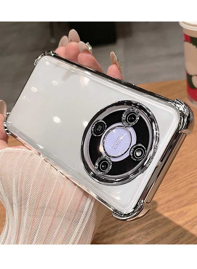 Honor X9D Case, Transparent Silicone Electroplate, [Light Slim][Four Corner Cushions][Built-in Camera Protector] Soft Electroplated Drop Protection Cover for Honor X9D 5G, Silver