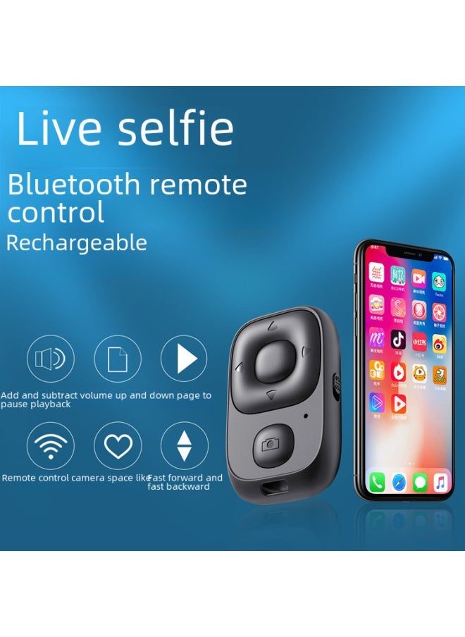 Rechargeable Bluetooth Remote Controller Multifunctional Mobile Live Broadcast Page Turning Selfie Device-Color:Ordinary White Carton - Image 2