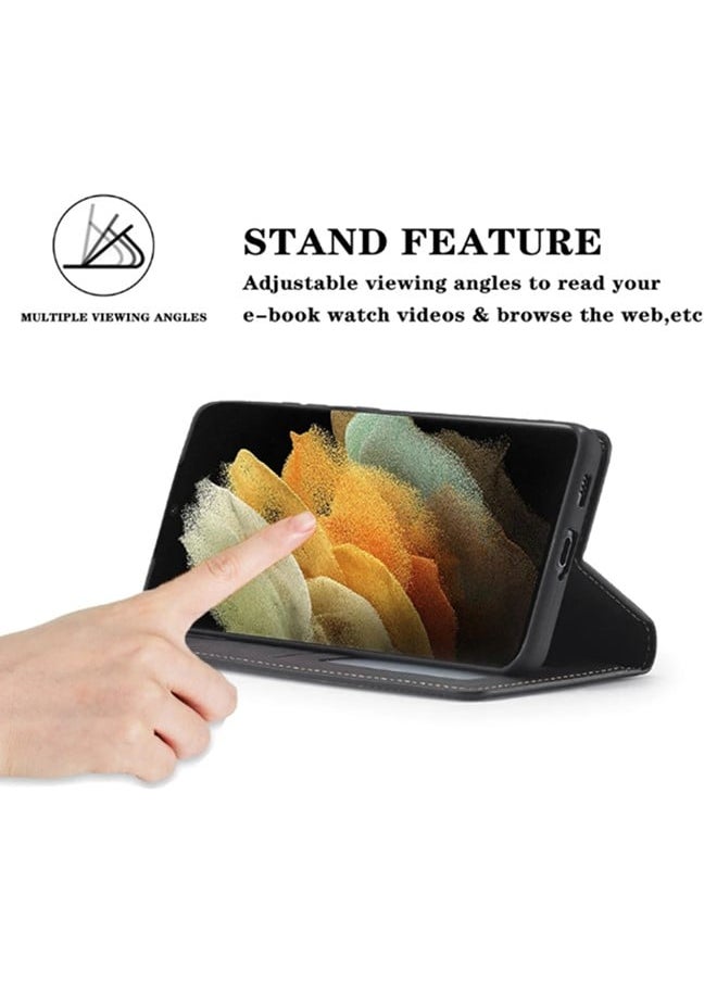We Happy Leather Phone Cover for Samsung Galaxy Magnetic Wallet Flip Book with Card Slots  - Image 3