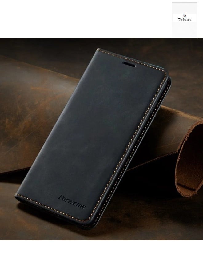 We Happy Leather Phone Cover for Samsung Galaxy Magnetic Wallet Flip Book with Card Slots  - Image 1