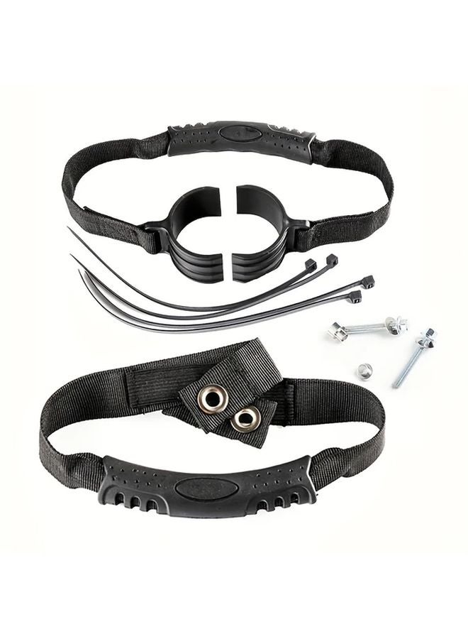 Black Front Rear Rescue Belt Motorcycle Towing Strap Adjustable Ratchet Buckle - Image 1