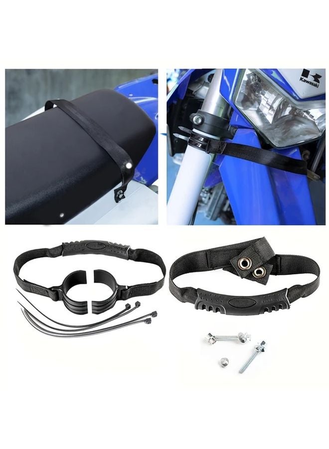 Black Front Rear Rescue Belt Motorcycle Towing Strap Adjustable Ratchet Buckle - Image 2