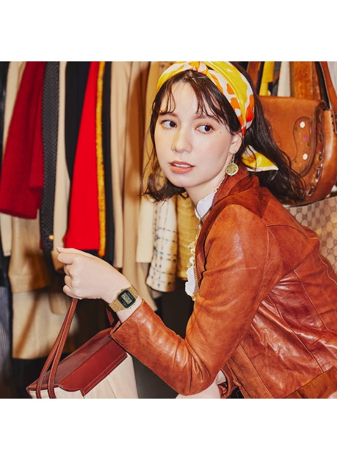 Casio A159WGEA‑1DF Unisex Digital Watch, Gold‑Tone Stainless Bracelet, 1/100‑sec Stopwatch & 7‑Year Battery - Image 3