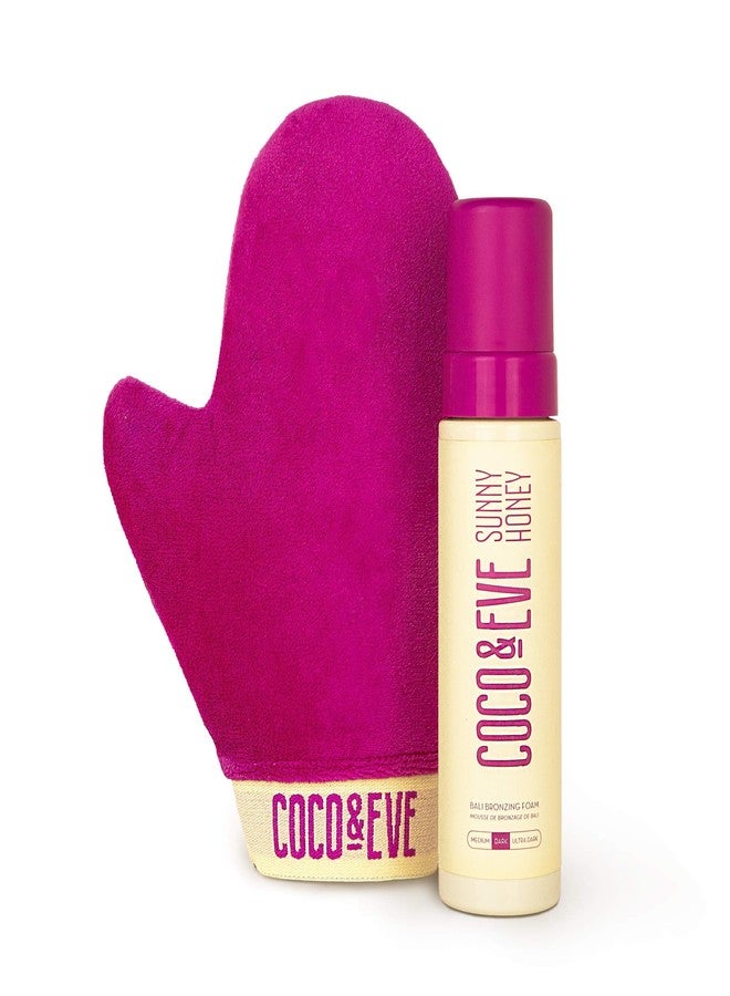 Coco & Eve Self Tanner Foam Kit - (Medium) Streak-Free Sunless Tanning Mousse, Tropically Scented Natural Looking Tan & Included Mitt Applicator, Vegan, Cruelty Free | Sunny Honey Bali Bronzing - Image 1