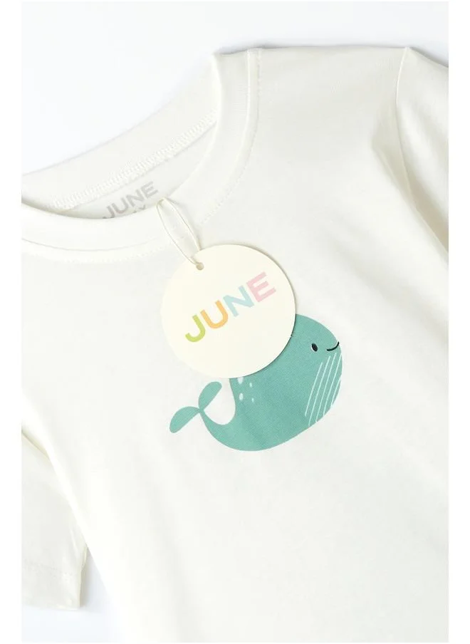 JUNE June Baby Muslin Short Set Ecru - Mint