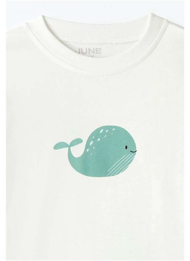 JUNE June Baby Muslin Short Set Ecru - Mint