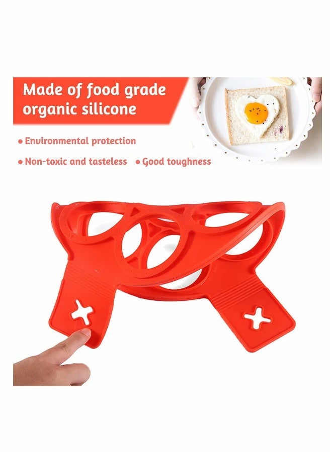 Pancake Mold Maker, Silicone Non-Stick Egg Ring, Baking Round and Heart-shape Omelette Mold 2 Pack  - Image 3