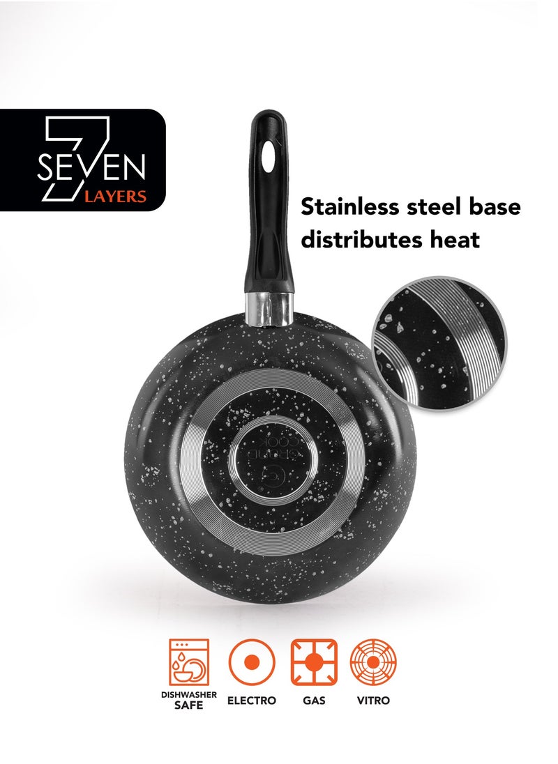Grandi 3-Piece Non-Stick Frying Pan Set Black  Big Frying Pan (24), Medium Frying Pan (18), Small Frying Pan (16)cm  - Image 4