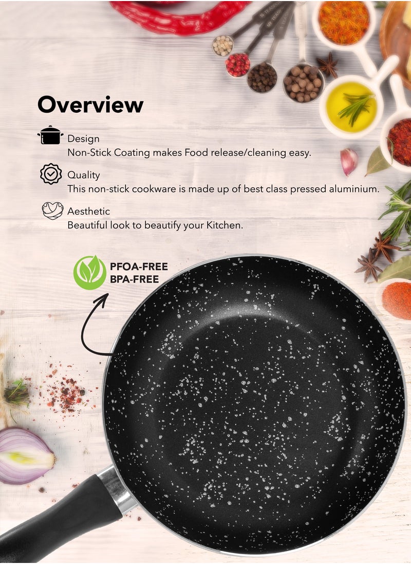 Grandi 3-Piece Non-Stick Frying Pan Set Black  Big Frying Pan (24), Medium Frying Pan (18), Small Frying Pan (16)cm  - Image 2