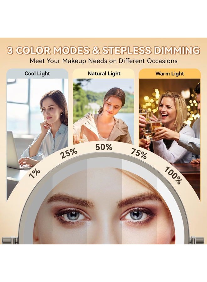 Auxmir 8" Wall Mounted Lighted Makeup Mirror, 3200mAh Rechargeable Double Sided 1X/30X Magnifying Mirror, Nikel - Image 3