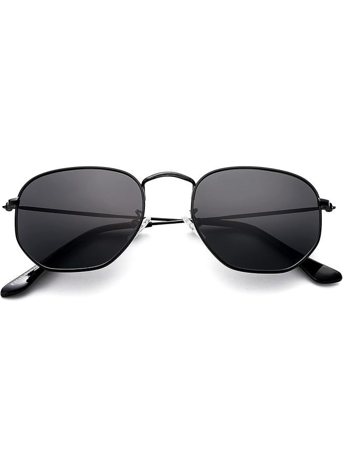 POLITE Hexagonal 3548 Men Women Sunglasses Black - Image 1