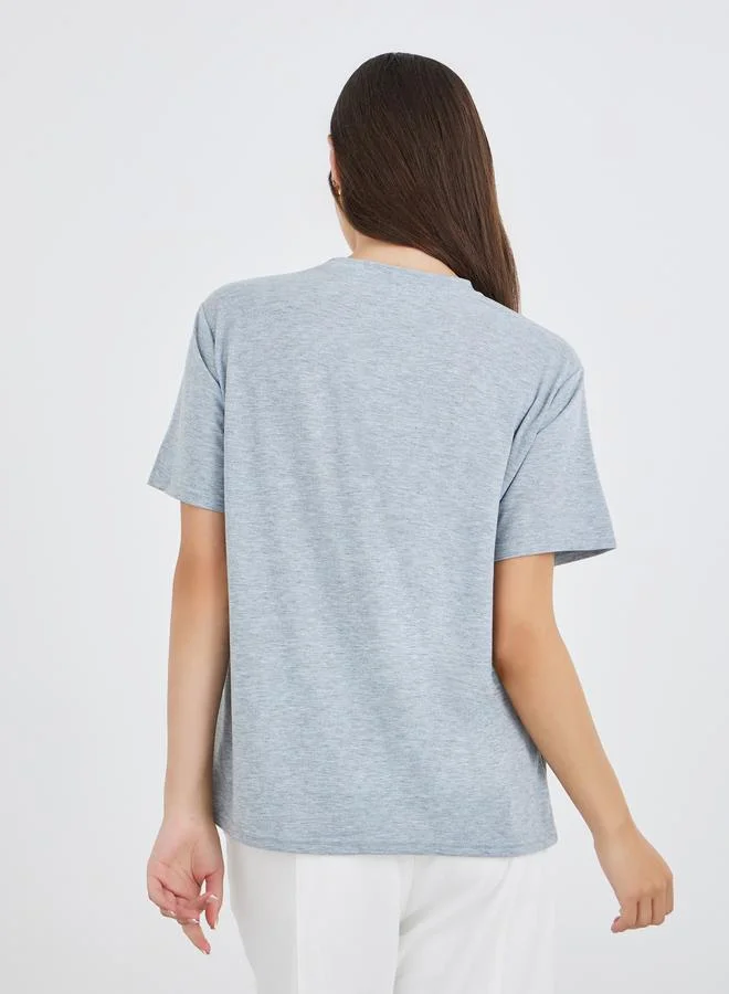 Take Two Take Two Embroidered Round Neck T-Shirt